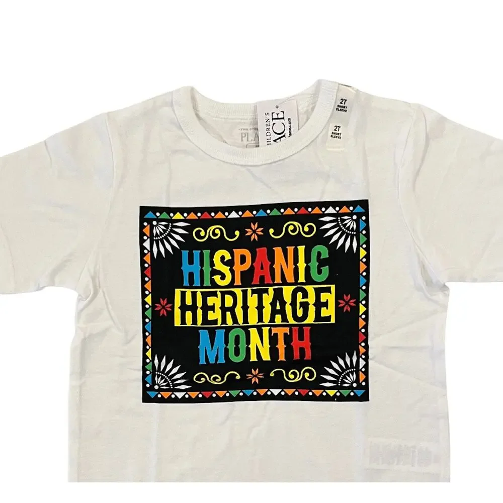 NWT Children's Place Unisex Kids White W/Hispanic Heritage Graphic Tee
